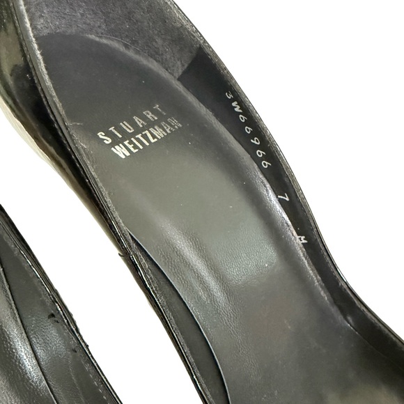 STUART WEITZMAN PATENT LEATHER D’ORSAY PUMPS W METALLIC GOLD HEELS SIZE 7 - Picture 4 of 13